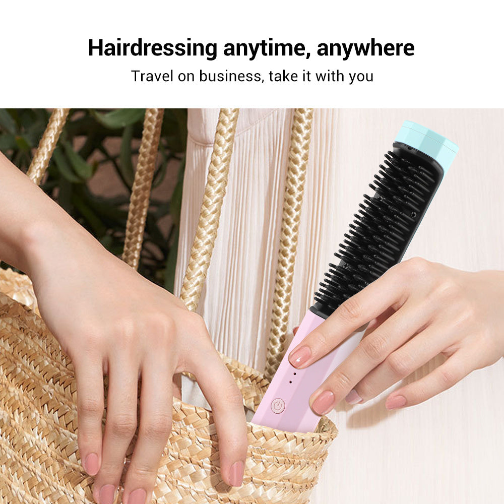 Wireless rechargeable straightening comb for kids and babies by CJDropshipping, featuring a compact design with adjustable temperature.