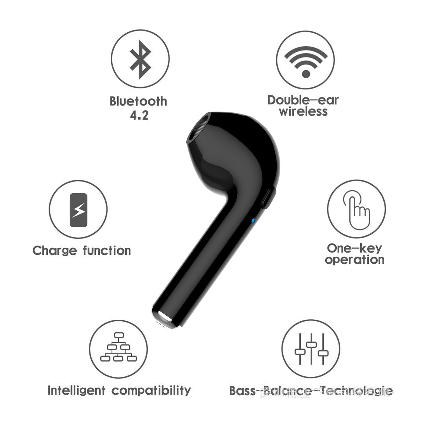 Salmon Lucky dual chamber wireless Bluetooth earphones with charging box, compact tech accessories for hands-free listening.
