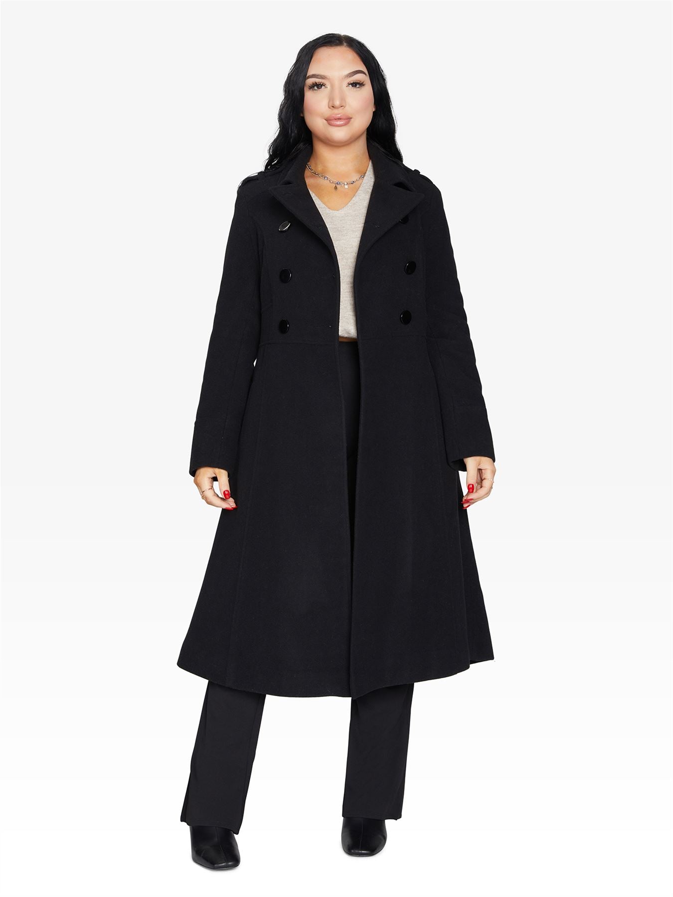 Pre-order Rose Eleusis A-Line double-breasted coat, stylish jacket with a tailored fit and classic design.