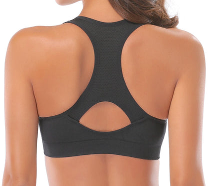Black Lavender La Vittoria Racerback athletic sports bra with breathable fabric and supportive fit, shown on a mannequin.