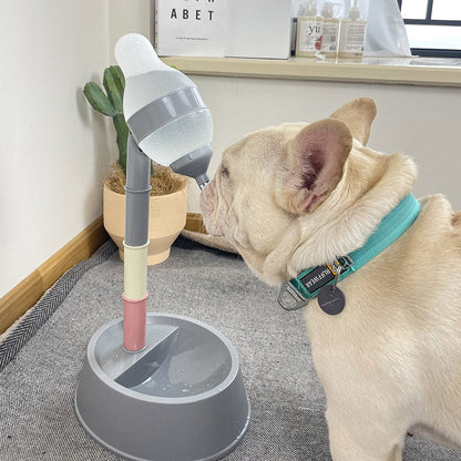 Maroon Asteria automatic pet water dispenser stand with adjustable height and feeder bowl for convenient pet hydration and feeding.
