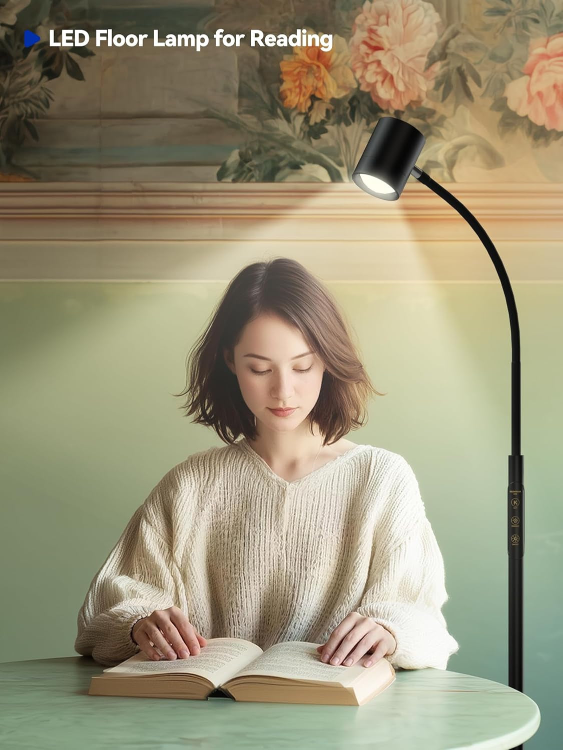 Black 62 Inch LED Dimmable Gooseneck Adjustable Floor Lamp