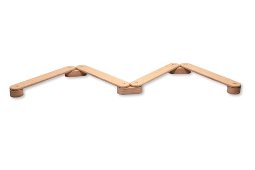Red Oceanus Montessori balance beam and stepping stones set for kids, featuring colorful, sturdy furniture for active play and coordination.