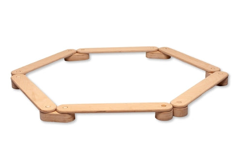Red Oceanus Montessori balance beam and stepping stones set for kids, featuring colorful foam stepping stones and a sturdy wooden balance beam.