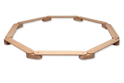 Red Oceanus Montessori balance beam and stepping stones set for kids, featuring a sturdy wooden balance beam and colorful stepping stones.
