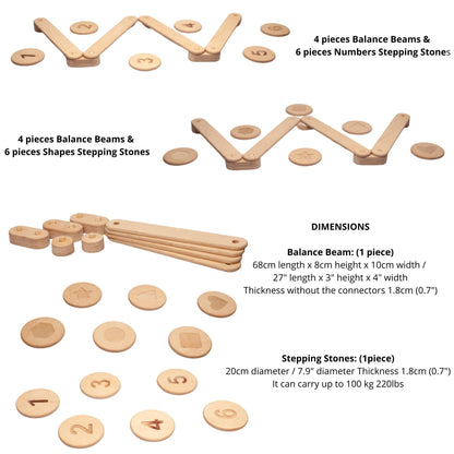 Red Oceanus circular wooden balance beam set for furniture, featuring smooth wooden surface and sturdy construction.