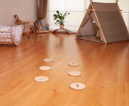 Red Oceanus Stepping Balance Stones for furniture, featuring six natural stone pieces for indoor or outdoor balance and stepping decor.