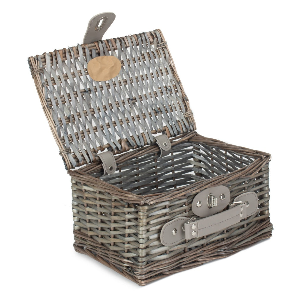 Small antique wash split willow chest picnic basket, decorative home decor by White Chronos with vintage charm