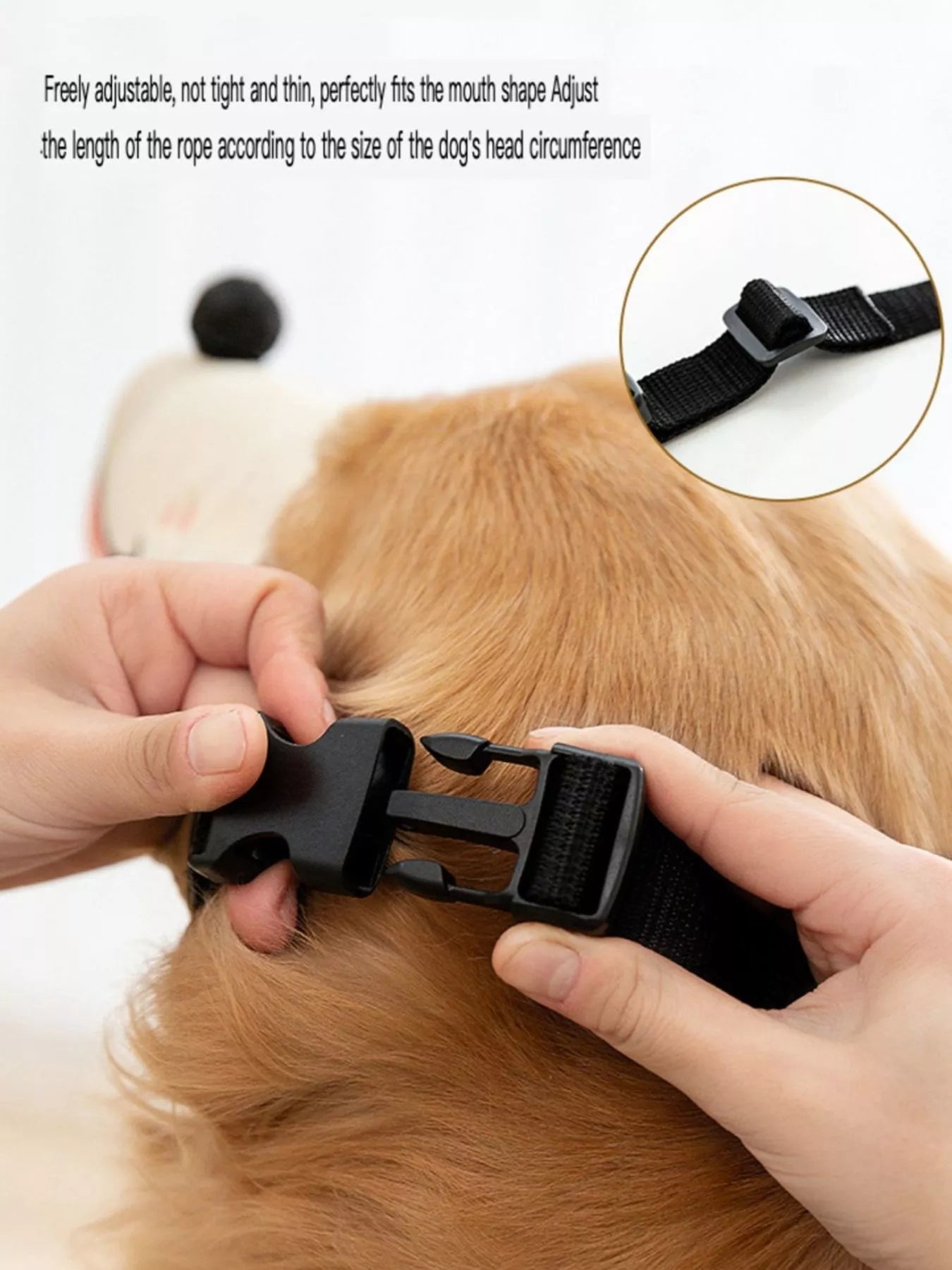 Pear Daisy Anti-Bite Dog Muzzle for safe grooming and training, made of durable materials with adjustable straps for fit.