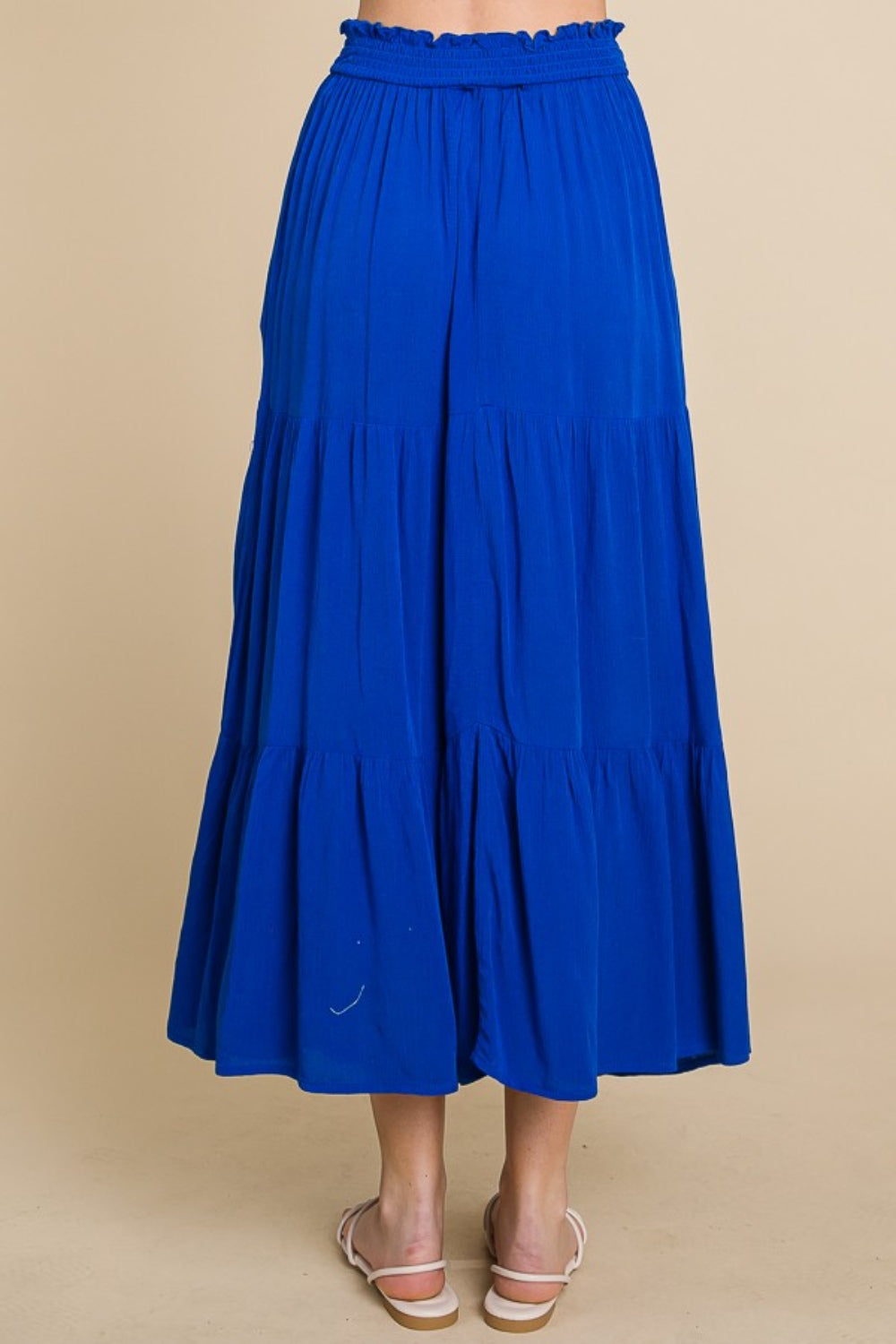 Full-size Jade Icarus Culture Code frill ruched midi skirt in automotive style, shown with detailed ruffle and ruching features.