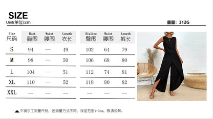 Start2Finish oversized sleeveless crewneck T-shirt set, lightweight and relaxed summer casual apparel for comfortable, stylish wear.