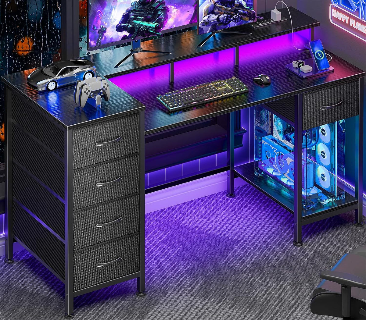 Forty Seven Inch Gaming Desk With RGB LED Illumination