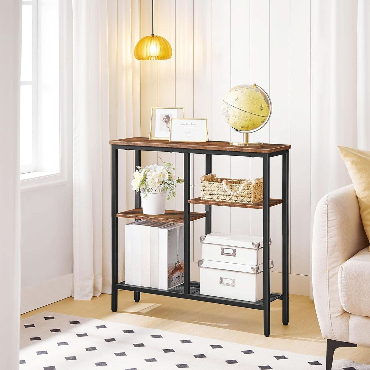 Narrow Console Table 4 Tier Industrial Grade Entryway