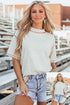 Reversible contrast stitching mock neck women&