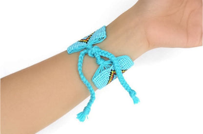 Ariel geometric beaded bracelet with colorful fair trade beads, showcasing modern design and intricate beadwork.
