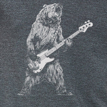 Indigo Tiger T-shirt featuring a playful bear illustration playing a bass guitar on a casual, stylish graphic tee.