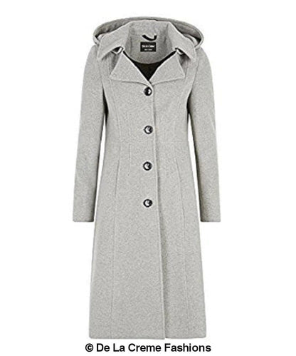 Beatrice Wool Blend Hooded Mid-Length Coat by Rose Eleusis featuring a cozy wool and cashmere blend with a hood and tailored fit.