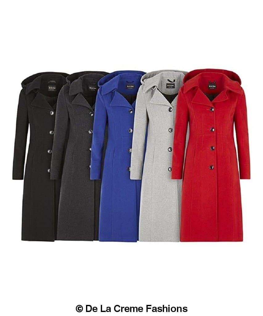 Beatrice Wool Blend Hooded Mid-Length Coat by Rose Eleusis, featuring a cozy wool and cashmere fabric with a hood and tailored fit.
