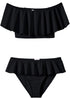 Black draped bikini for girls by Ivory Trillium, featuring a stylish and comfortable design for kids&