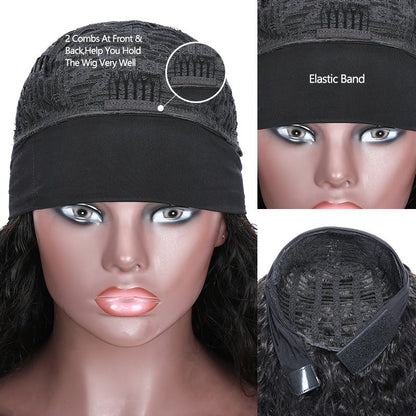 Cerise Alfie glueless loose deep wave human hair headband wig with water wave style, easy to wear and no glue needed.