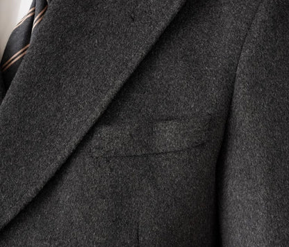 Carmine Juneberry HauteWool™ double-breasted wool coat in a wool blend, featuring a classic collar and stylish design.