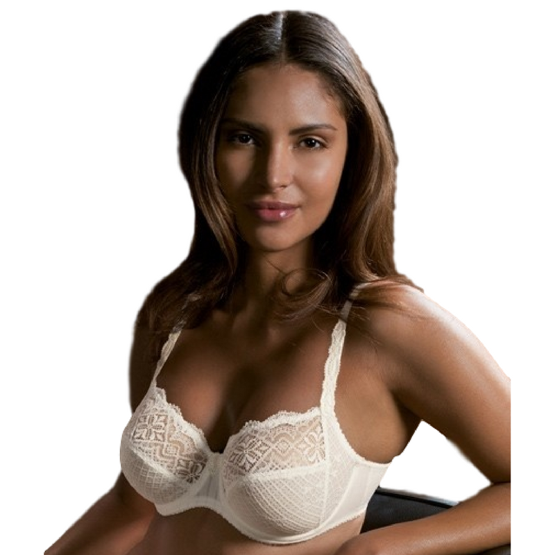 Plus size Lime Lucy Conturelle Belle De Jour sheer lace bra with delicate floral design and supportive underwire.