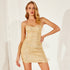 Sequin slim fit dress by Peach Ares featuring shiny sequins and a sleek, fitted silhouette perfect for evening wear.