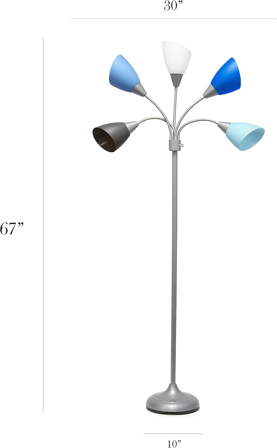 67 Inch Adjustable SilverFinish Floor Lamp Goosenecks