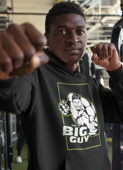 Scorpius Big Guy Hoodie, a comfortable pull-over hoodie with a relaxed fit, shown in a cozy, casual style.