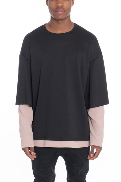 Lime Milo Cortez Slouch long sleeve T-shirt in taupe color, featuring a relaxed fit and casual style.