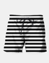 Black swim shorts with seamless stripe pattern from Sky Felix, featuring a comfortable fit and stylish design for beach or pool.