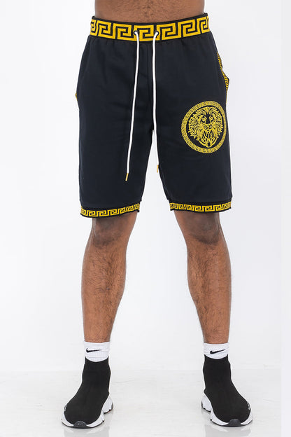 Black Lion Head Shorts by Lime Milo, men&