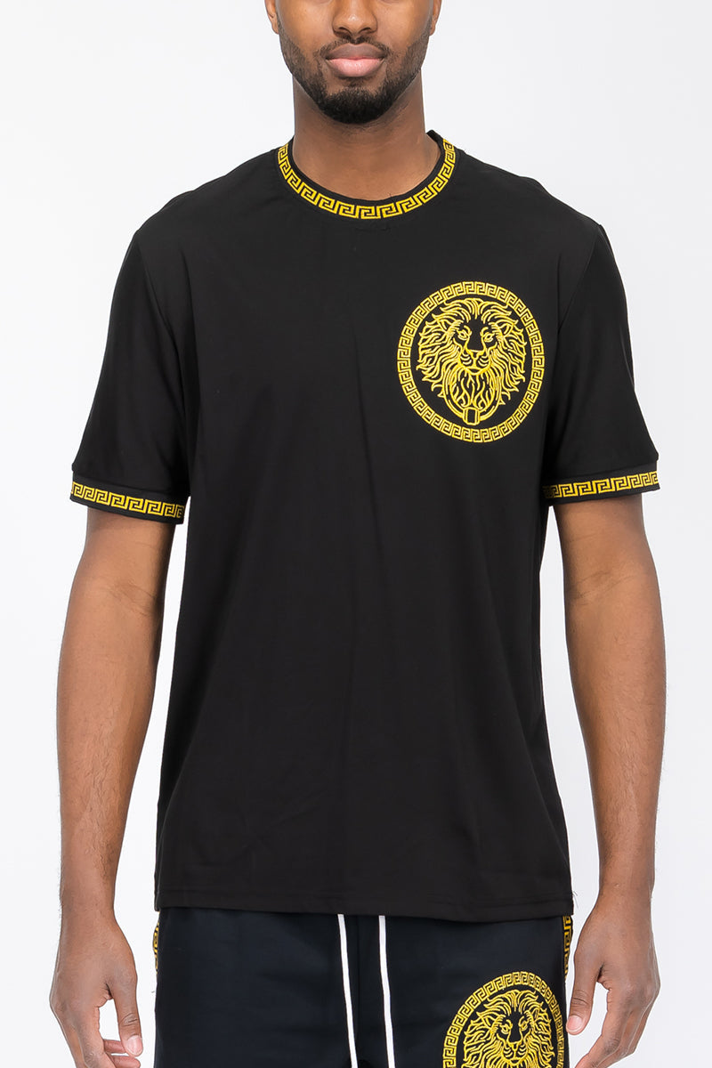 Black Lion Head T-shirt for men by Lime Milo, featuring a bold lion graphic on the front.