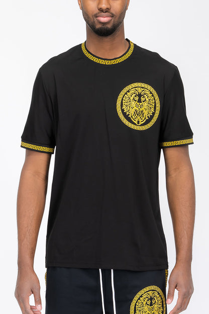 Black Lion Head T-shirt for men by Lime Milo, featuring a bold lion graphic on the front.