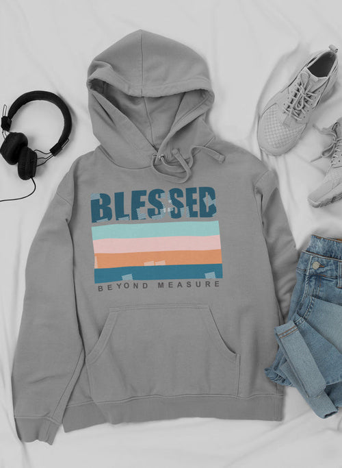 Gray Blessed hoodie T-shirt by Jade Thalassa with a relaxed fit and printed "Blessed" design on the front.