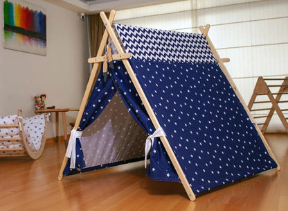 Blue star-themed XL Red Oceanus play tent with matching play mat, ideal furniture set for kids&
