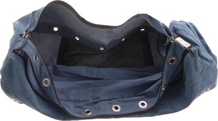 Inside view of the Alabaster blue denim hot yoga double compartment mat bag, designed for sports and outdoor activities.
