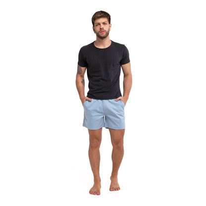Blue cotton swim shorts by Ruby Tartarus featuring a relaxed fit and casual style, perfect for beach or poolside wear.