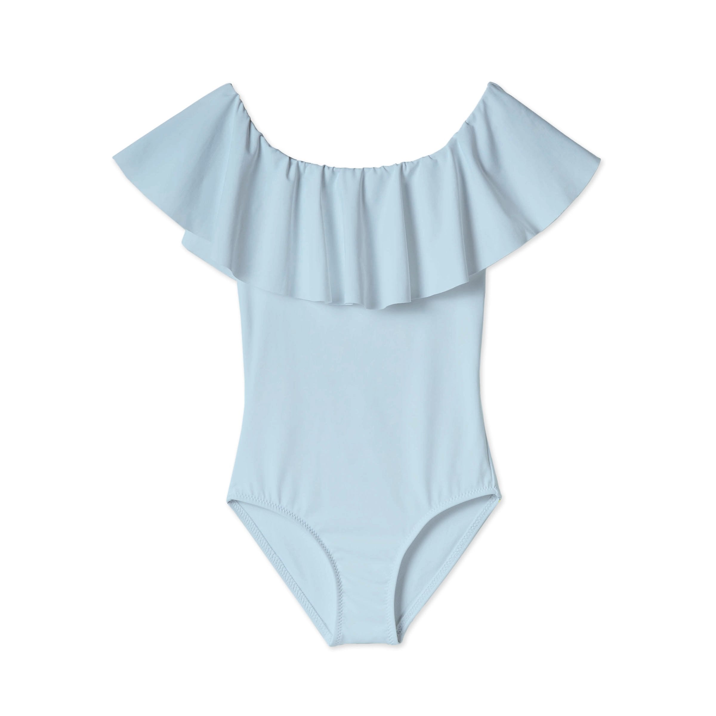 Bright blue draped bathing suit for kids from Ivory Trillium, featuring a comfortable and stylish design.