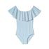 Bright blue draped bathing suit for kids from Ivory Trillium, featuring a comfortable and stylish design.