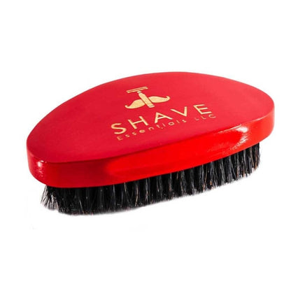 Magenta Prometheus boar bristle hair brush with wooden handle, ideal for gentle detangling and smooth styling.