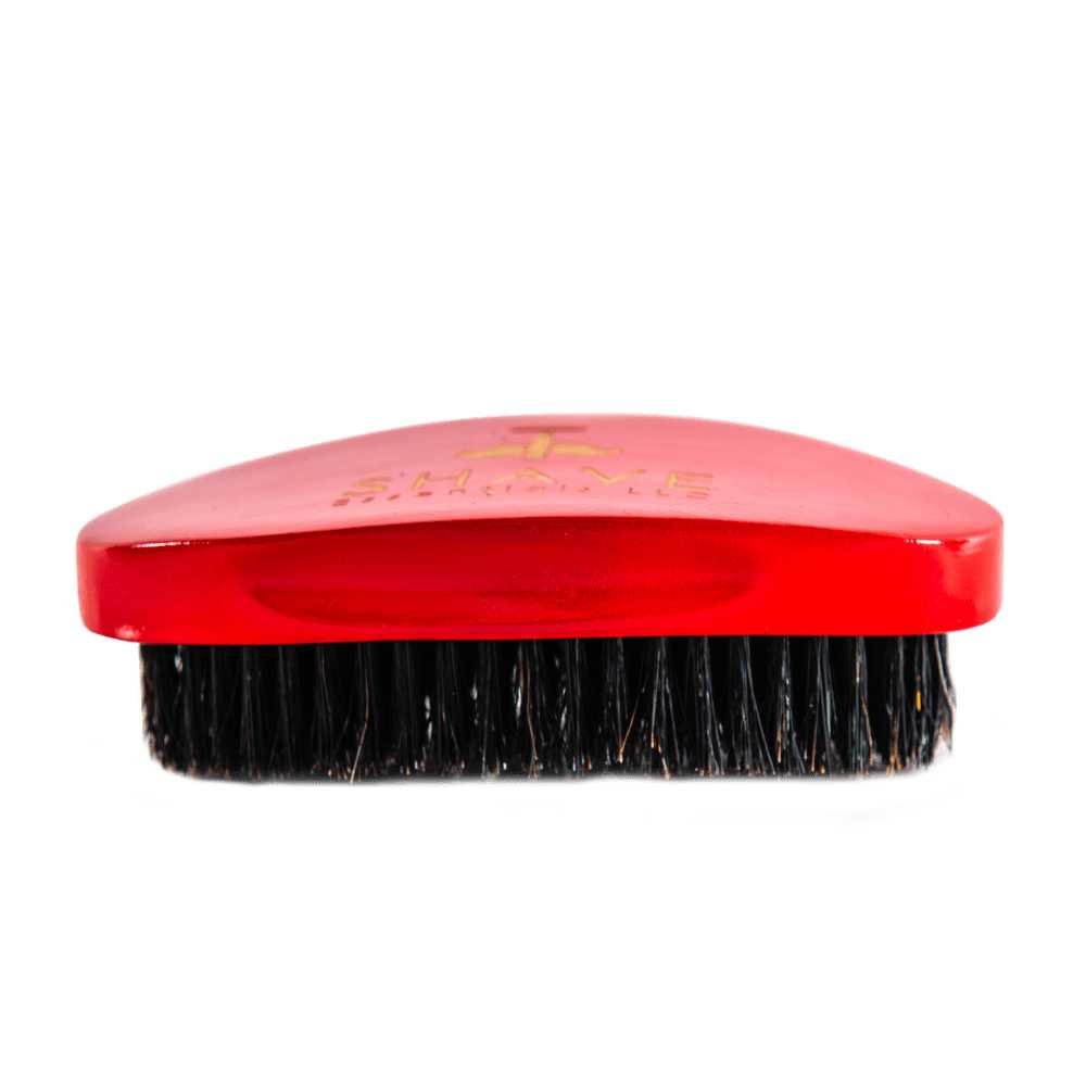 Magenta Prometheus boar bristle hair brush from the Bath &amp; Beauty collection, showing natural wooden handle and dense bristles.