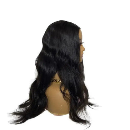 Body wave U-part wig by Peach Clymene featuring premium human hair and versatile U shape for natural styling.