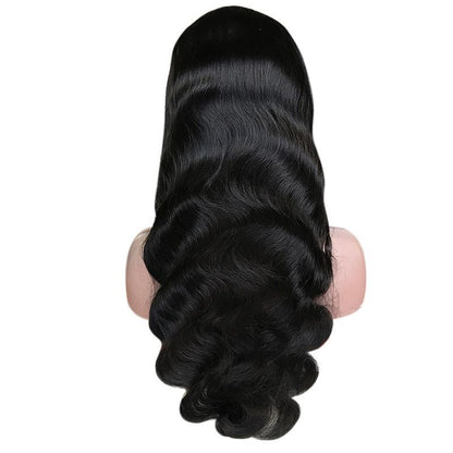 Cerise Alfie body wave full lace frontal human hair wig styled as a headband scarf, easy to wear for women.