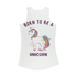 Scorpius Born to Be a Unicorn Women’s Performance Tank Top with colorful unicorn graphic and sleeveless design.