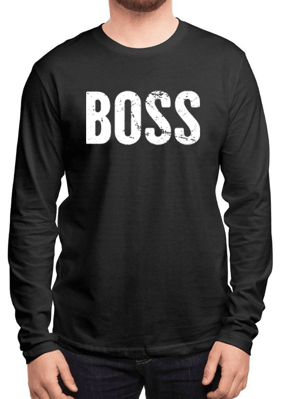 Scorpius Boss full sleeves T-shirt in black with logo print, long-sleeve casual T-shirt for men.