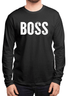 Scorpius Boss full sleeves T-shirt in black with logo print, long-sleeve casual T-shirt for men.