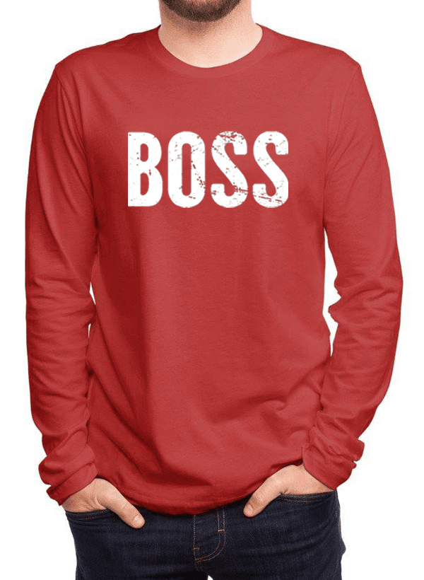 Scorpius Boss full sleeves T-shirt in black with crew neck, featuring a sleek design and comfortable fit.