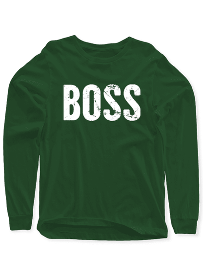 Scorpius Boss full sleeves T-shirt in black, featuring a crew neck and long sleeves, made from comfortable fabric.