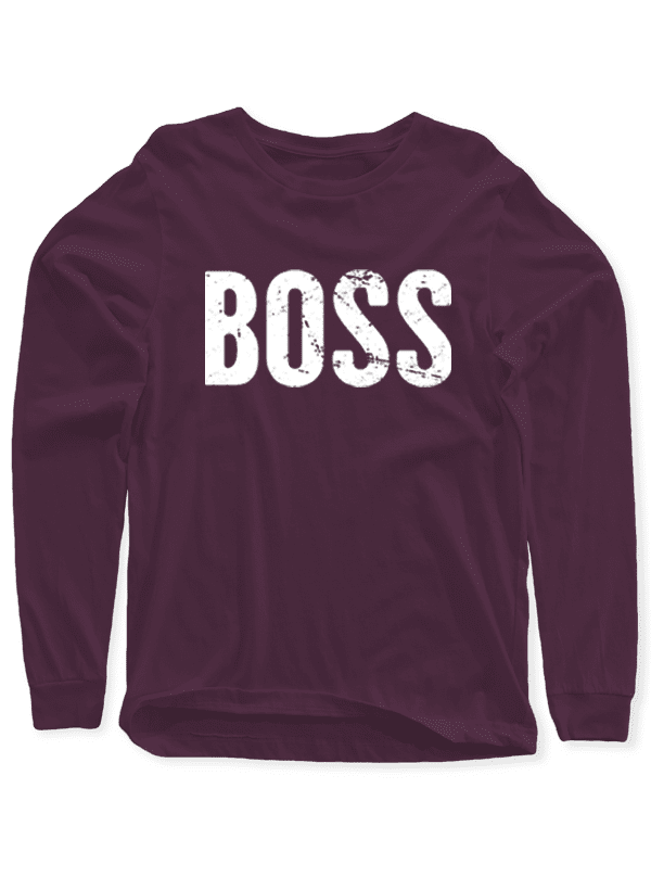Scorpius Boss full sleeves T-shirt in black with crew neckline and logo design, casual wear for men.